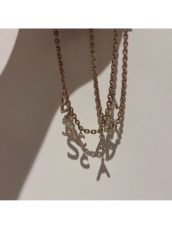 Escada Jewelry - Vintage Escada ESCADA Crystal Letter Charm Necklace Gold Rhinestone RARE